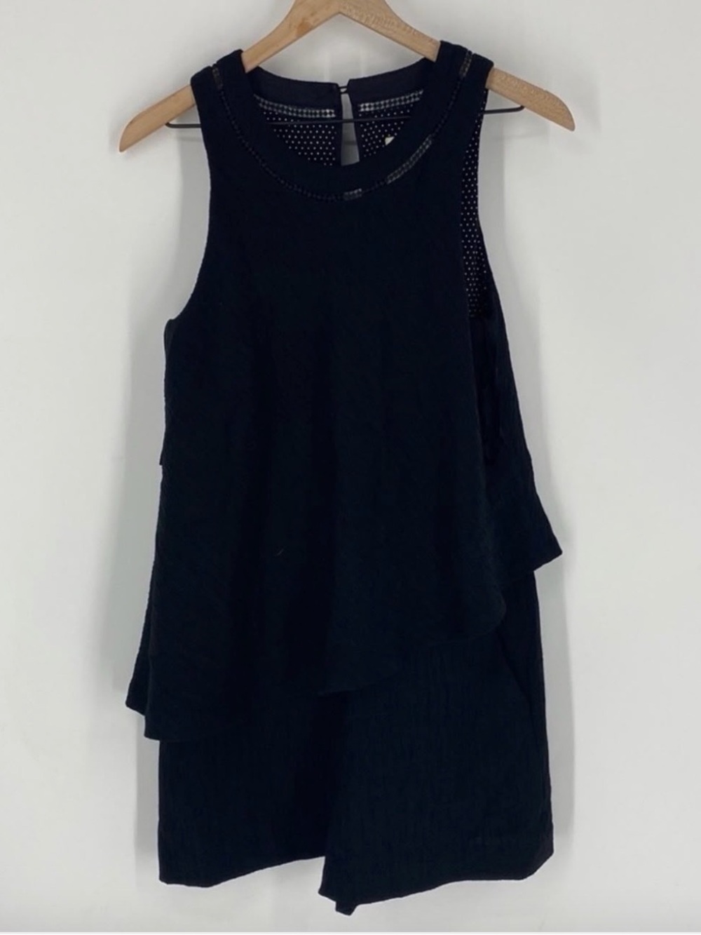 Anthropologie Elevenses Black Sleeveless Layered romper